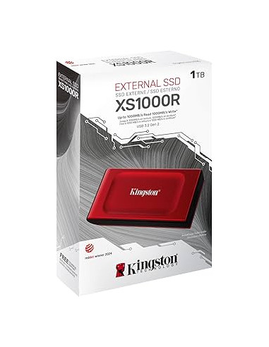 SSD Extern Kingston XS1000 Red, 2TB, USB 3.2 Gen 2