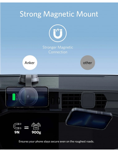 Автомобильное зарядное устройство Anker 613 Magnetic Wireless Charger MagGo / black