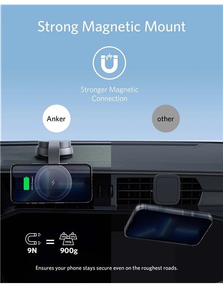 Автомобильное зарядное устройство Anker 613 Magnetic Wireless Charger MagGo / black Автомобильное зарядное устройство Anker 613 Magnetic Wireless Charger MagGo / black