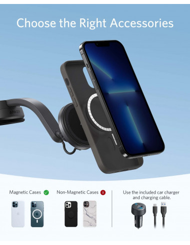 Автомобильное зарядное устройство Anker 613 Magnetic Wireless Charger MagGo / black
