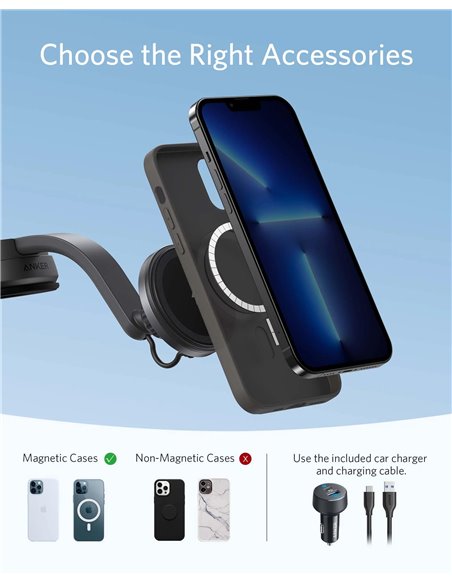Автомобильное зарядное устройство Anker 613 Magnetic Wireless Charger MagGo / black Автомобильное зарядное устройство Anker 613 Magnetic Wireless Charger MagGo / black