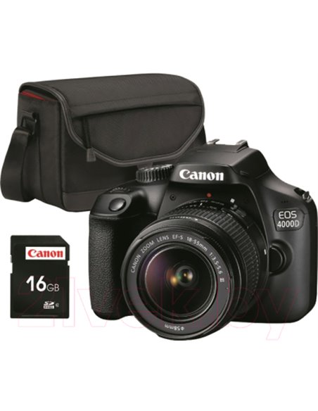 Зеркальная камера Canon EOS 4000D EF-S Kit 18-55mm III (3011C015AA) (с сумкой SB130 и картой памяти SD 16GB)