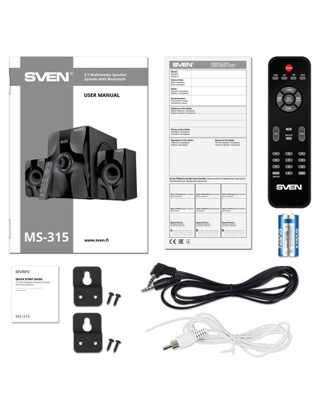 Колонки 2.1 SVEN MS-315 / 46W RMS / Bluetooth / FM-tune / USB Flash / SD card / Black