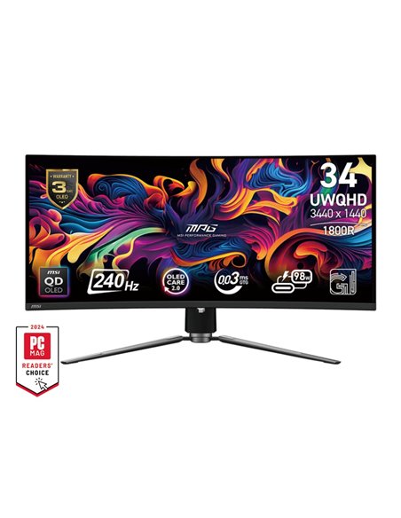 34.0” Игровой Монитор MSI MAG 341QPX QD-OLED E2/ UWQHD/ Curved/ 21:9/ 0.03ms/ 240Hz/ Black
