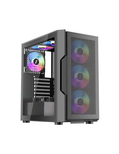 Carcasa Gaming 1STPLAYER T7-P / no PSU / Side-Window / 7x120mm / ATX / Black