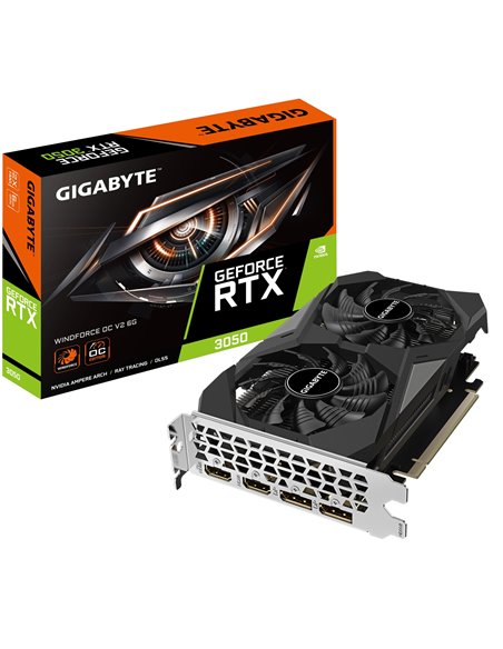 Видеокарта GIGABYTE GeForce RTX 3050 WINDFORCE OC V2 6G/ 6GB/ GDDR6/ 96Bit