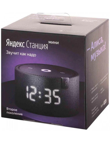 Умная колонка Yandex Station MINI (Clock) / with Alisa / 10W / Black