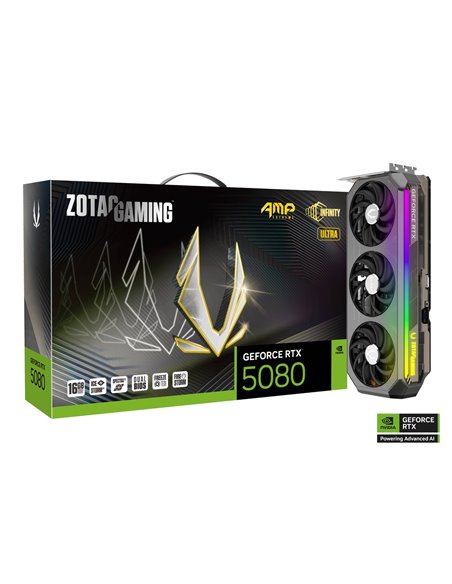Видеокарта ZOTAC GeForce RTX 5080 AMP Extreme INFINITY Ultra / 16GB / GDDR7 / 256bit