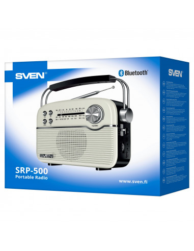Boxa portabila SVEN SRP-500, White / 3W / Bluetooth / FM/AM/SW Radio / USB / microSD