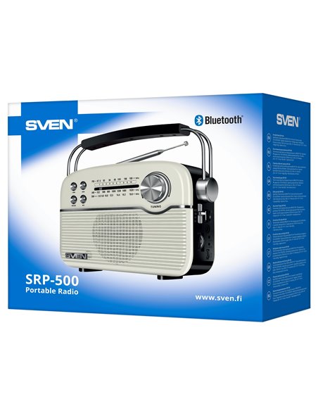 Колонка Портативная SVEN SRP-500, White / 3W / Bluetooth / FM/AM/SW Radio / USB / microSD
