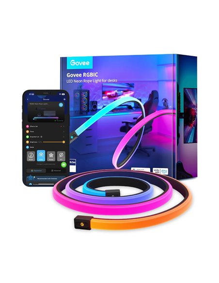 Неоновая световая веревка для столов Neon Rope Light for Desks GOVEE RGBIC LED / 3m / Multicolor / Wi-Fi / Bluetooth