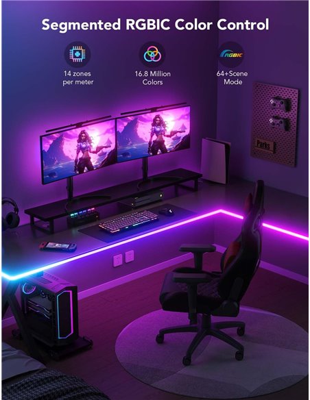 Lumina neon de tip franghie pentru masa GOVEE RGBIC LED / 3m / Multicolor / Wi-Fi / Bluetooth