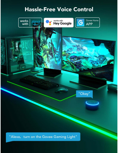 Неоновая световая веревка для столов Neon Rope Light for Desks GOVEE RGBIC LED / 3m / Multicolor / Wi-Fi / Bluetooth