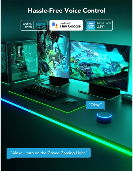 Неоновая световая веревка для столов Neon Rope Light for Desks GOVEE RGBIC LED / 3m / Multicolor / Wi-Fi / Bluetooth Неоновая световая веревка для столов Neon Rope Light for Desks GOVEE RGBIC LED / 3m / Multicolor / Wi-Fi / Bluetooth