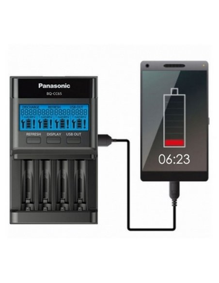 Încărcător Acumulatori Panasonic BQ-CC65E, Negru