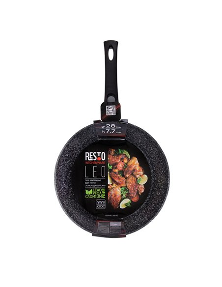 Сковорода глубокая RESTO 93042, 28см, Чёрный