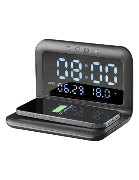 Цифровой будильник Cellularline, with Wireless Charging, Чёрный