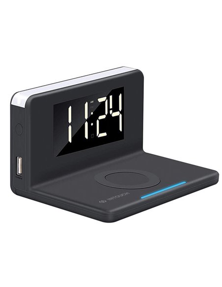 Цифровой будильник Cellularline, with Wireless Charging, Чёрный