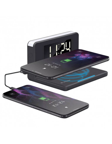 Ceas cu alarmă Cellularline, with Wireless Charging, Negru