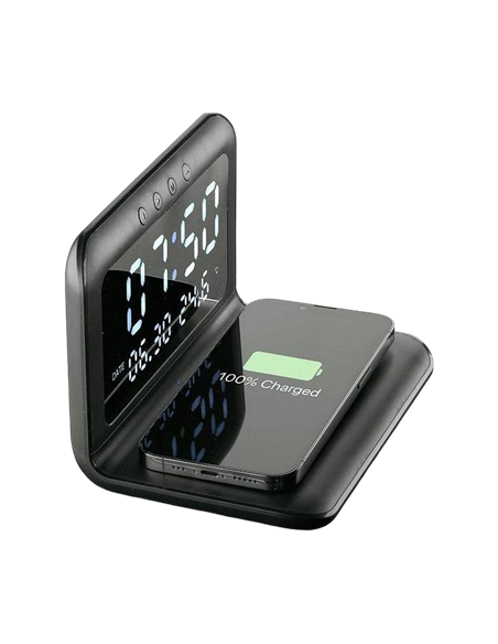 Цифровой будильник Cellularline, with Wireless Charging, Чёрный