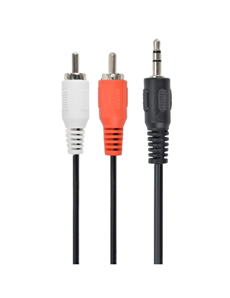 Аудио адаптер Cablexpert CCA-458/0.2, 3.5mm 3-pin (M) - 2x RCA (M), 0,2м, Чёрный