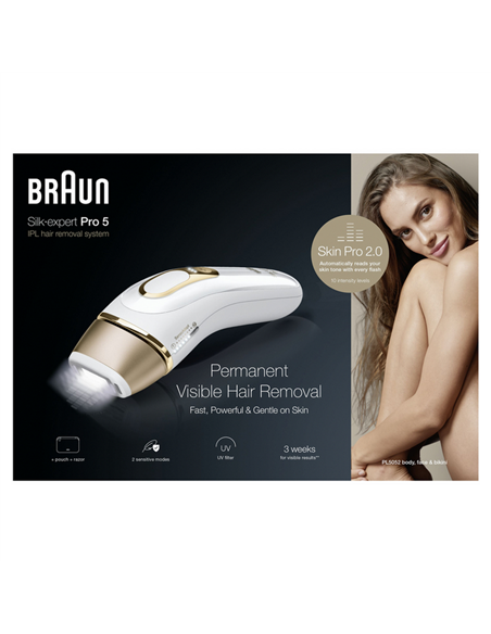 Фотоэпилятор Braun Silk-expert Pro 5 PL5052, Белый | Золотистый