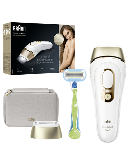 Фотоэпилятор Braun Silk-expert Pro 5 PL5052, Белый | Золотистый