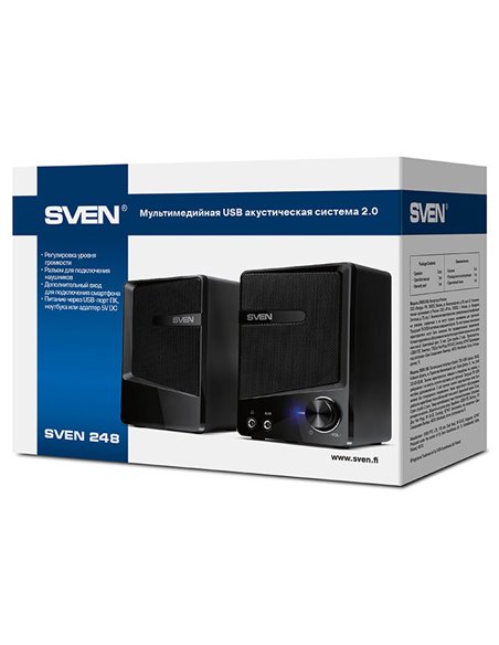 Boxe pentru calculator 2.0 SVEN "248", Negru Boxe pentru calculator 2.0 SVEN "248", Negru