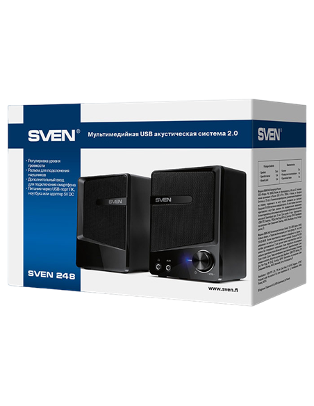 Компьютерные колонки 2.0 SVEN "248", Чёрный Компьютерные колонки 2.0 SVEN "248", Чёрный