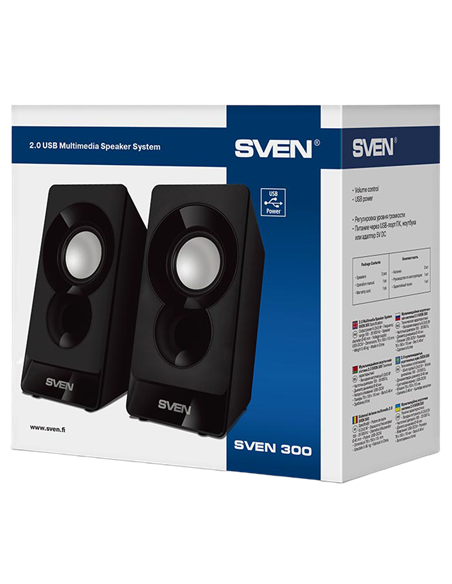 Компьютерные колонки 2.0 SVEN "300", Чёрный Компьютерные колонки 2.0 SVEN "300", Чёрный