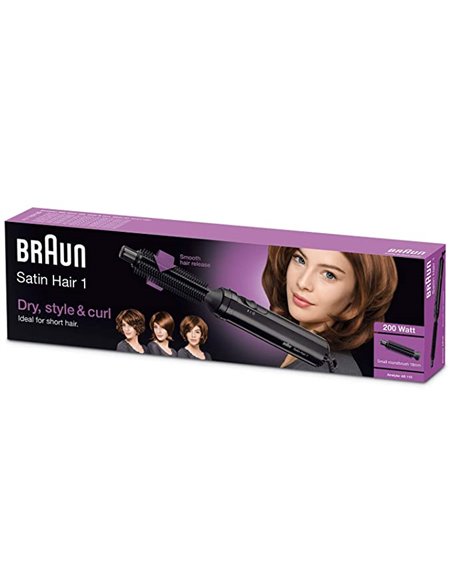Uscător de păr-perie Braun Satin Hair 1 AS110, 200 W, Alb