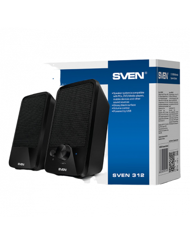 Компьютерные колонки 2.0 SVEN "312", Чёрный