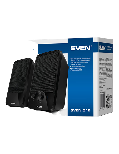 Компьютерные колонки 2.0 SVEN "312", Чёрный
