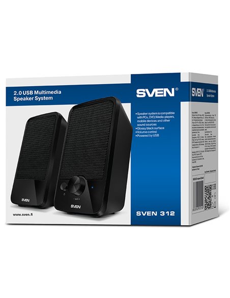 Компьютерные колонки 2.0 SVEN "312", Чёрный