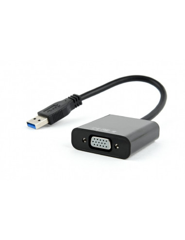 Видеоадаптер Cablexpert AB-U3M-VGAF-01, USB - VGA D-Sub (F), 0,15м, Чёрный