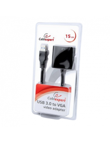 Видеоадаптер Cablexpert AB-U3M-VGAF-01, USB - VGA D-Sub (F), 0,15м, Чёрный