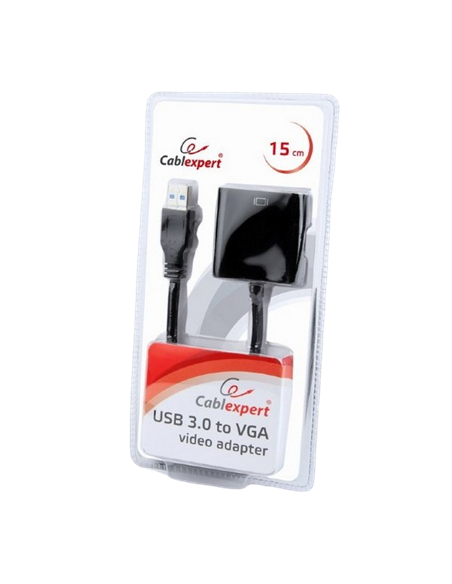 Видеоадаптер Cablexpert AB-U3M-VGAF-01, USB - VGA D-Sub (F), 0,15м, Чёрный