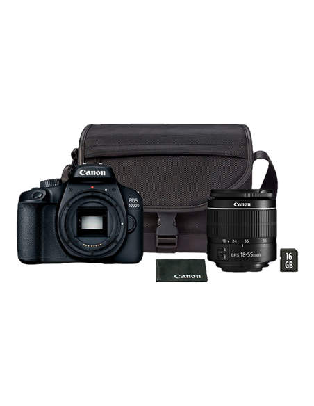 Aparat foto DSLR Canon EOS 4000D & EF-S 18-55mm III + SB130 + 16GB