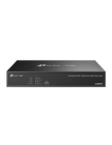 Видеорегистратор TP-LINK VIGI NVR1004H-4P, Чёрный