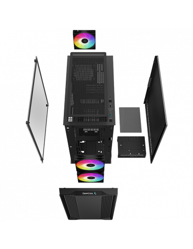 Carcasă PC Deepcool CC360 ARGB, Midi-Tower, Fără PSU, Negru