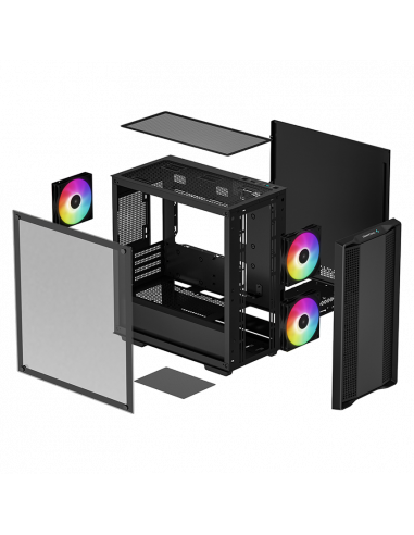 Компьютерный корпус Deepcool CC360 ARGB, Midi-Tower, Без блока питания, Чёрный