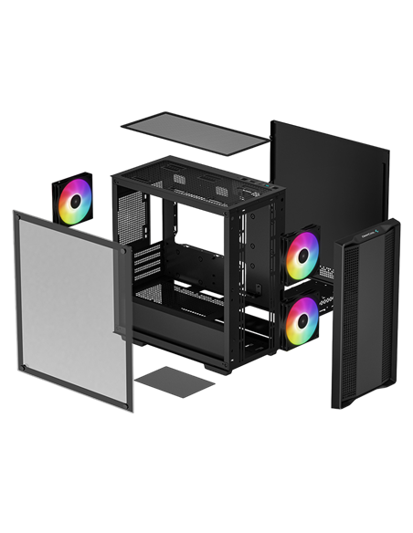 Carcasă PC Deepcool CC360 ARGB, Midi-Tower, Fără PSU, Negru