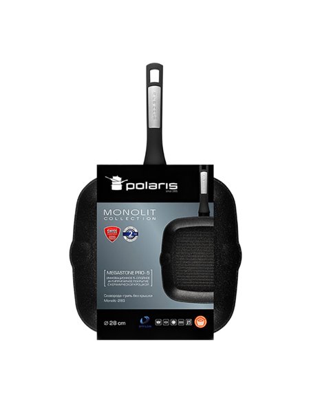 Tigaie-grill Polaris Monolit-28G, 28cm, Negru