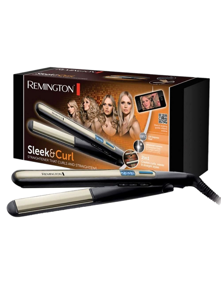 Placă de îndreptat părul Remington Sleek & Curl S6500, Negru | Auriu