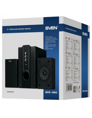 Компьютерные колонки 2.1 SVEN SPS-820, Чёрный