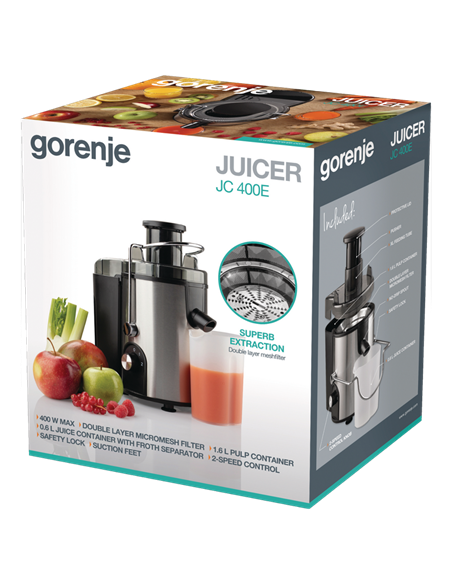 Соковыжималка Gorenje JC400E, Черный Серебристый