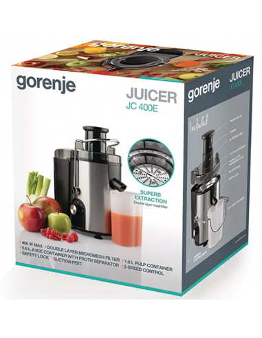 Соковыжималка Gorenje JC400E, Черный Серебристый