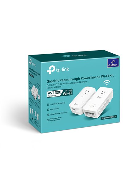 Wi-Fi + Powerline adapter TP-LINK TL-WPA8631P KIT, AV1300, 1300 Mbps, Alb