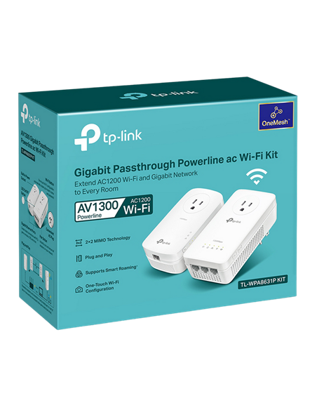 Wi-Fi + Powerline adapter TP-LINK TL-WPA8631P KIT, AV1300, 1300 Mbps, Alb