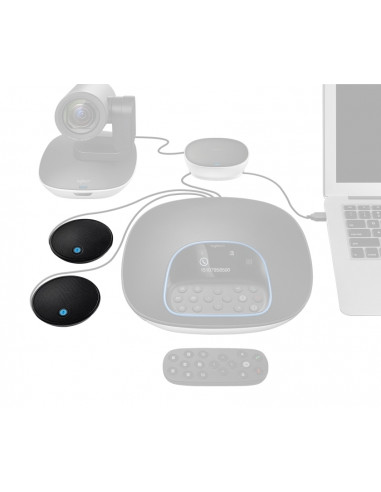 Microfon pentru camera Logitech GROUP Expansion Mics, Fără fir, Negru